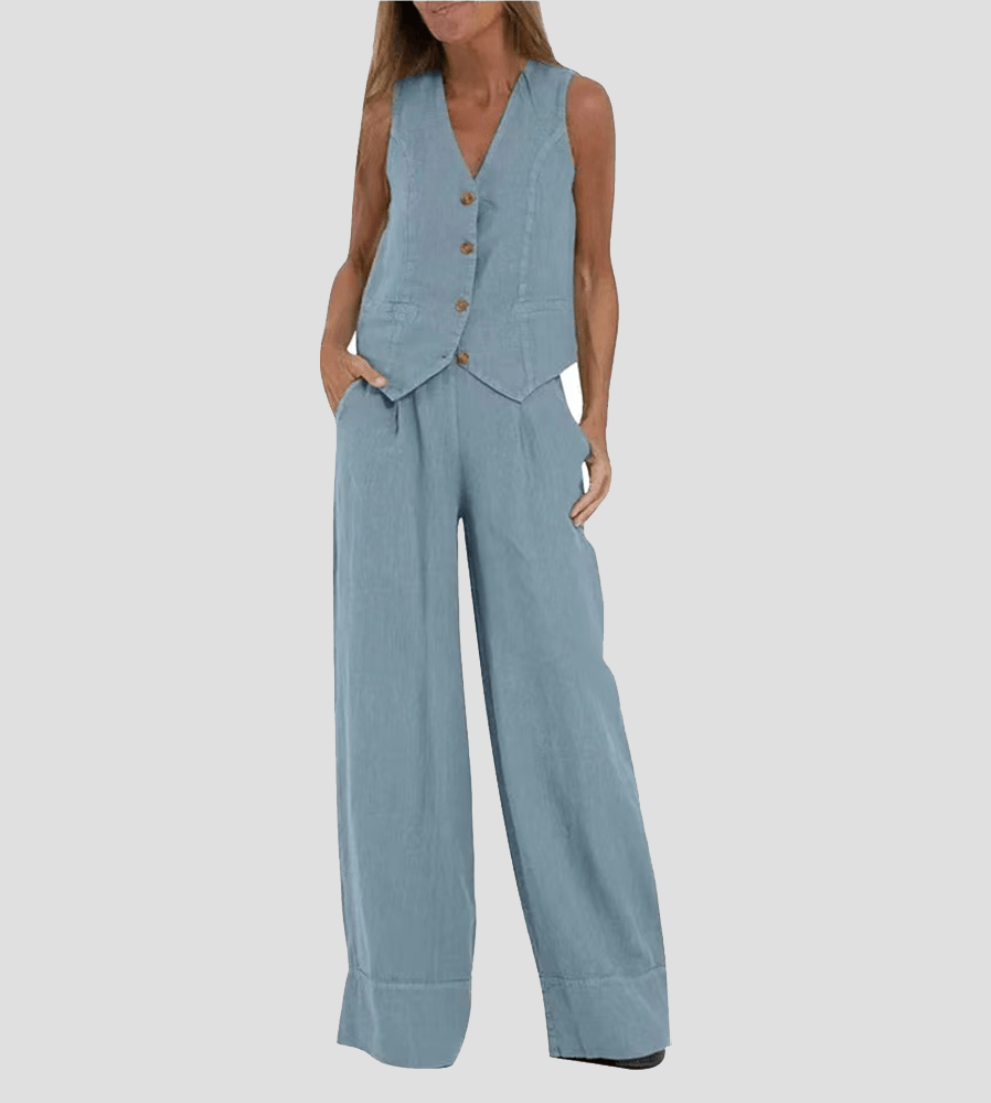 Vest & Pants Cotton Leisure Suit-thevervian