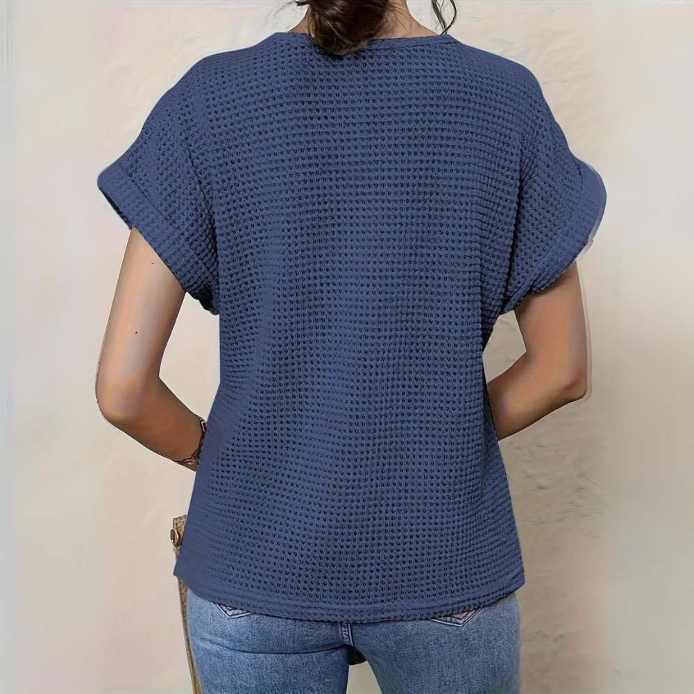 Elegant Lace Patchwork Hollow Short-sleeved Top-thevervian