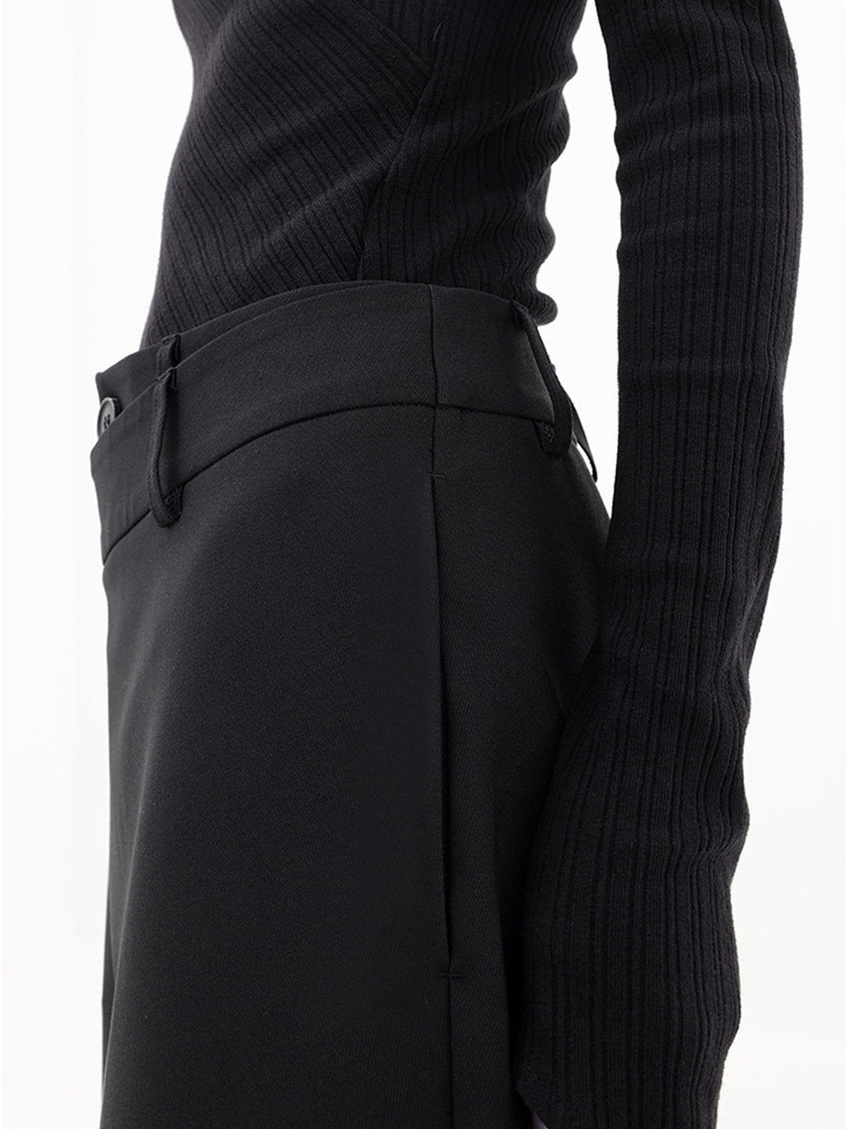 Asymmetrical Layer Button Baggy Wide Leg Pants-thevervian