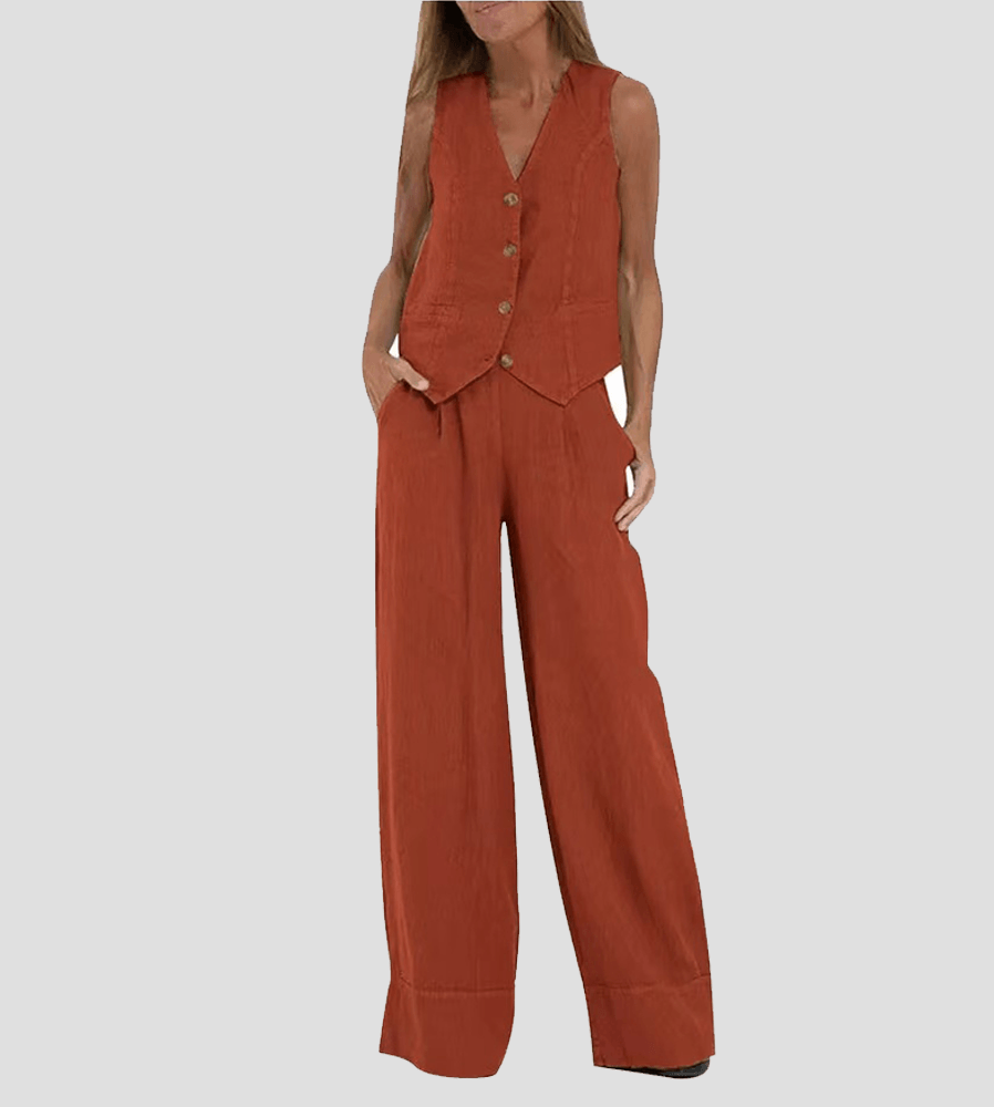 Vest & Pants Cotton Leisure Suit-thevervian