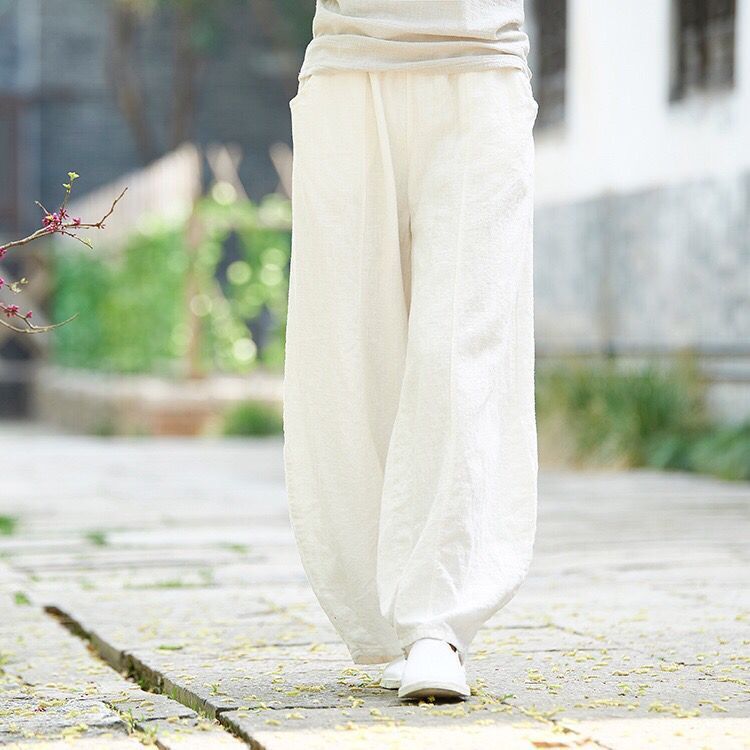 Vintage Plain Pocket Casual Lantern Pants-thevervian