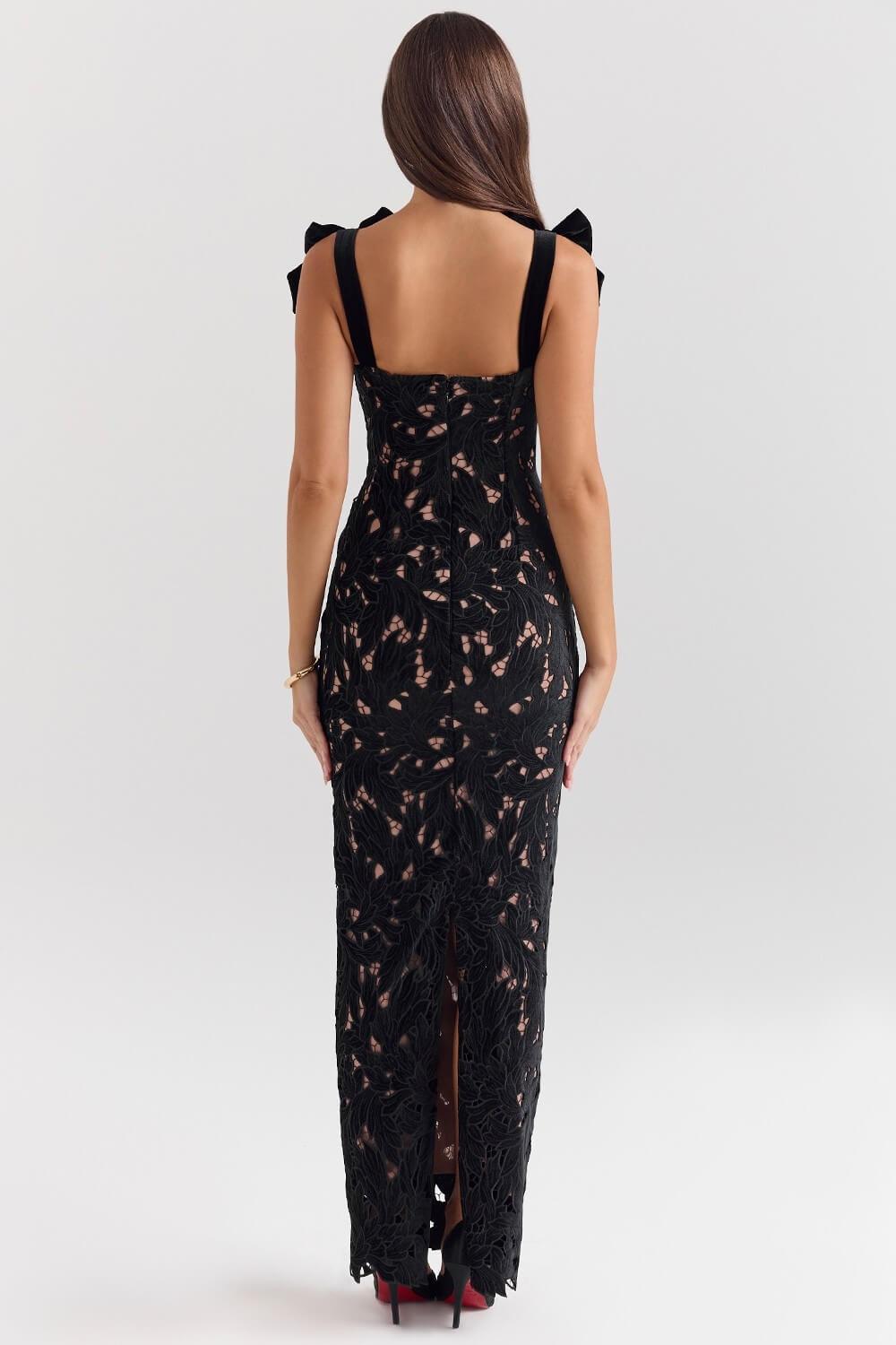 Elegant Bow Strap Festive Maxi Dress-thevervian
