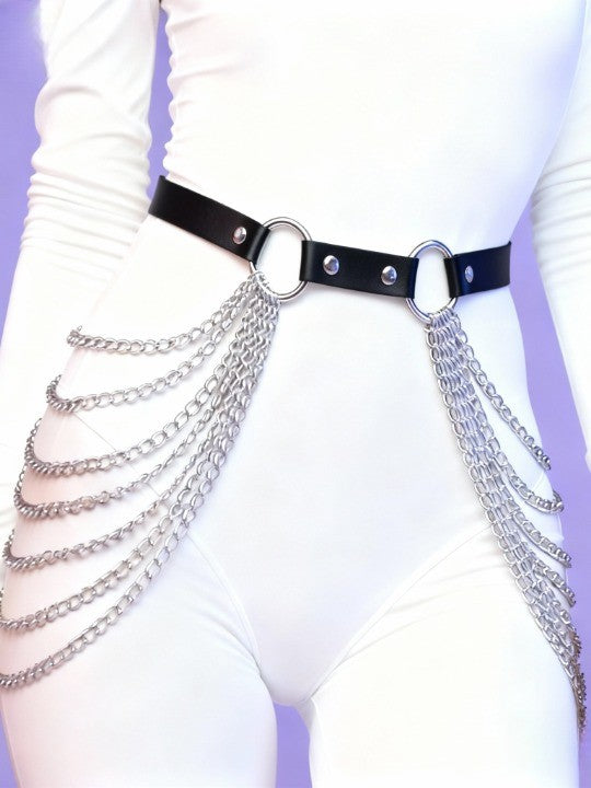 Multi-layered tassel chain exaggerated waist chain belt-thevervian