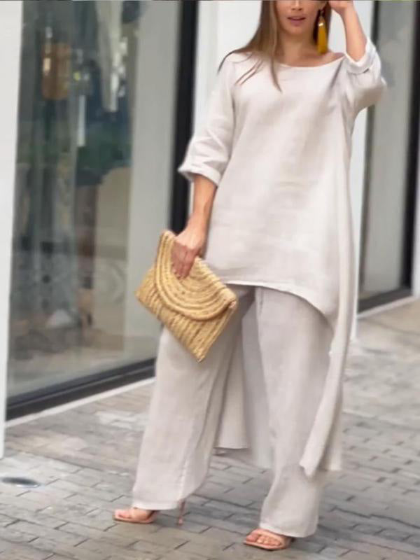 Fashionable Solid Color Two-piece Set-thevervian