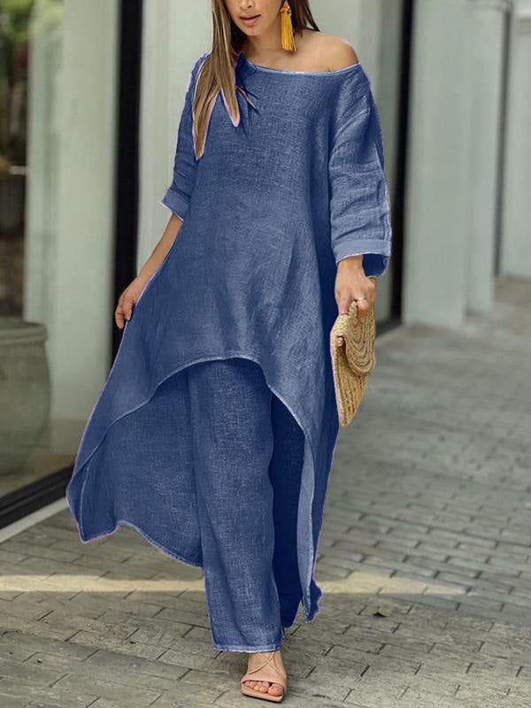 Fashionable Solid Color Two-piece Set-thevervian