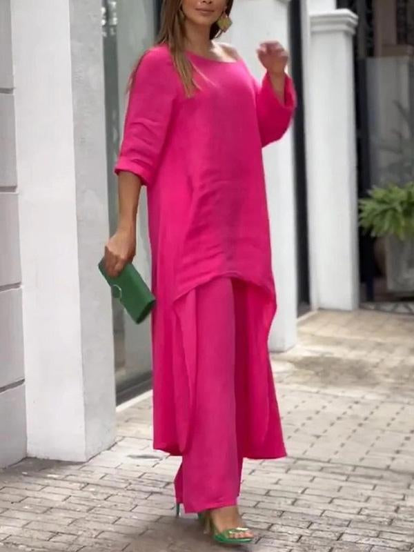 Fashionable Solid Color Two-piece Set-thevervian