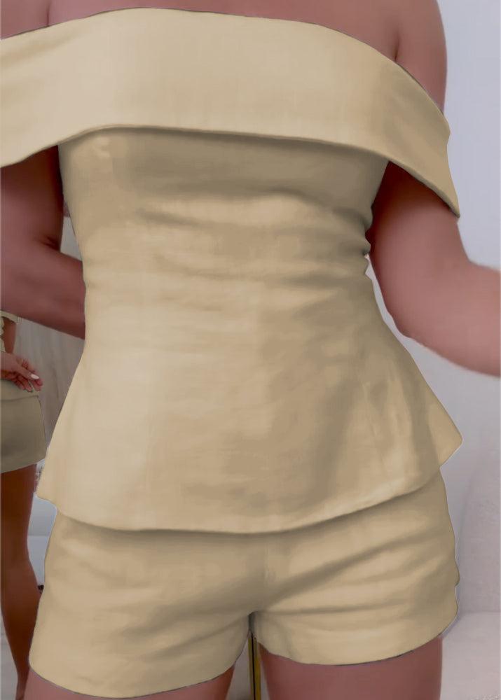 White Cotton and Linen Two-piece Suit-thevervian