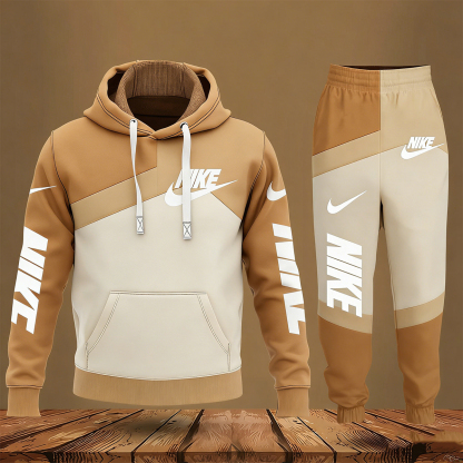 Black White Grey Hoodie Long Pants Set For Men