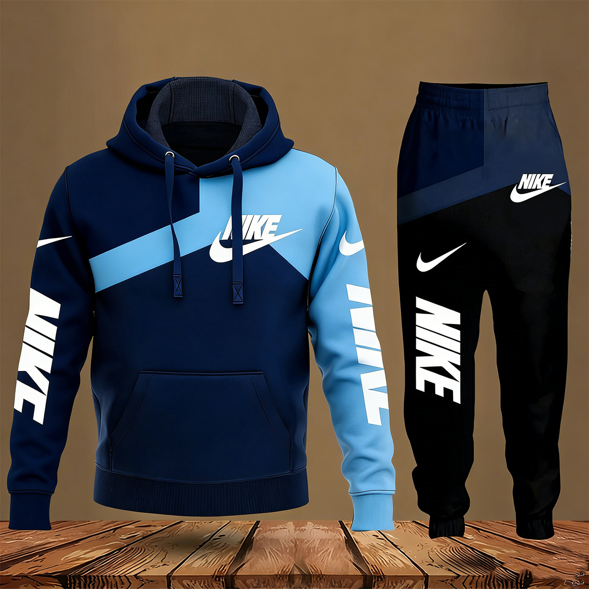 Black White Grey Hoodie Long Pants Set For Men