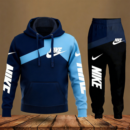 Black White Grey Hoodie Long Pants Set For Men