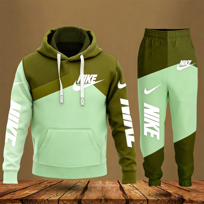 Black White Grey Hoodie Long Pants Set For Men