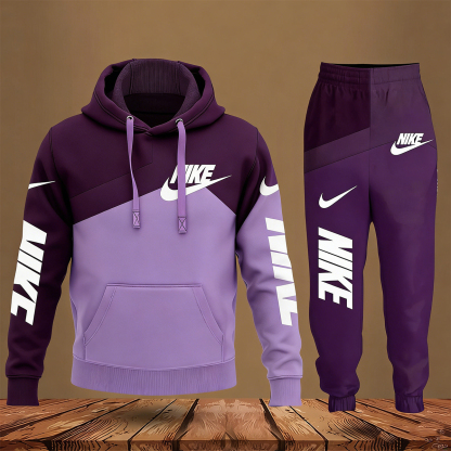 Black White Grey Hoodie Long Pants Set For Men