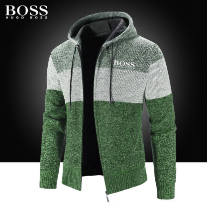 and Cashmere Striped Hooded Jacket