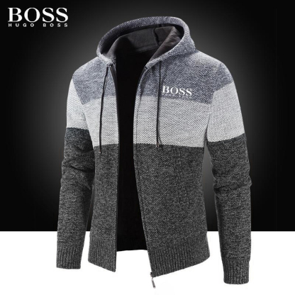 and Cashmere Striped Hooded Jacket