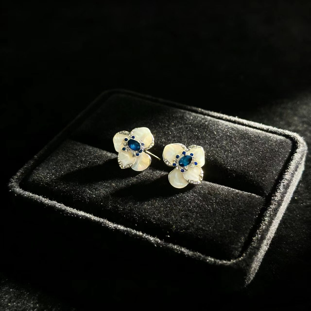 Blue Enamel Butterfly Studs