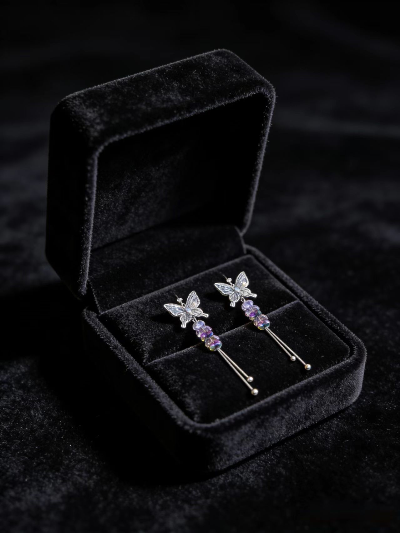 Shimmer Butterfly Drop Earrings