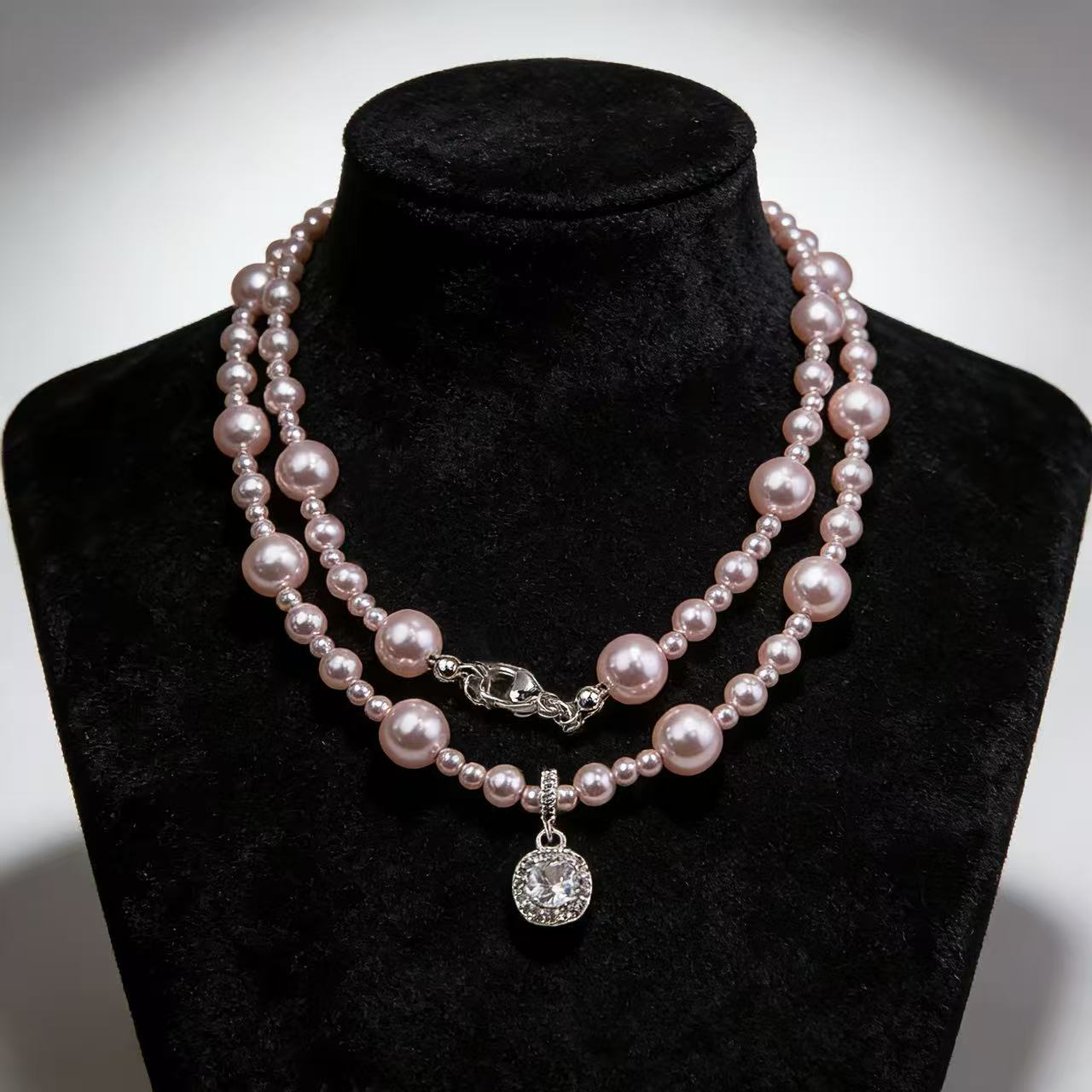 Pink Bead Diamond Clasp