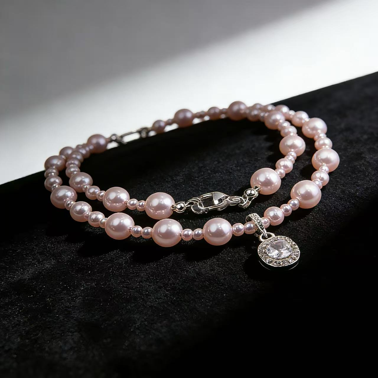 Pink Bead Diamond Clasp