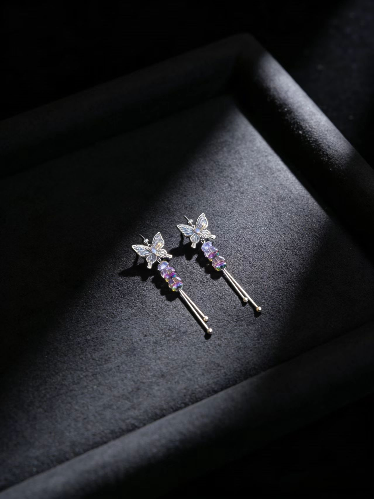 Shimmer Butterfly Drop Earrings