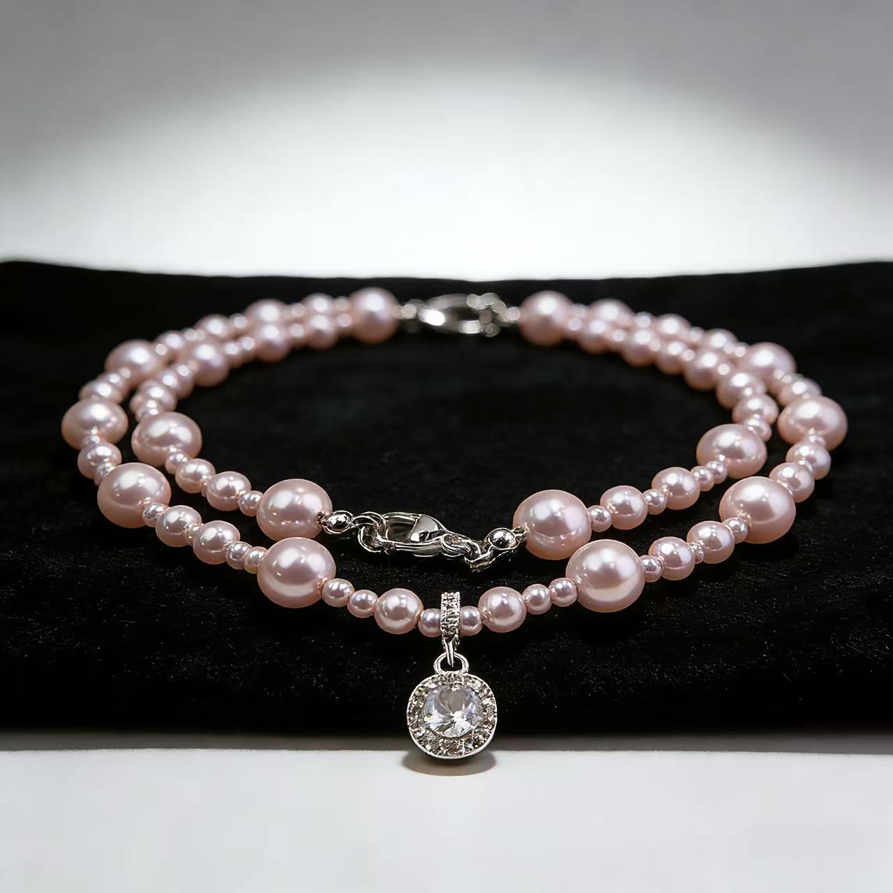 Pink Bead Diamond Clasp