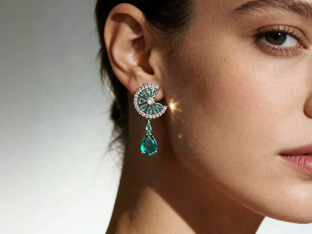 Peacock Green Drop Earrings