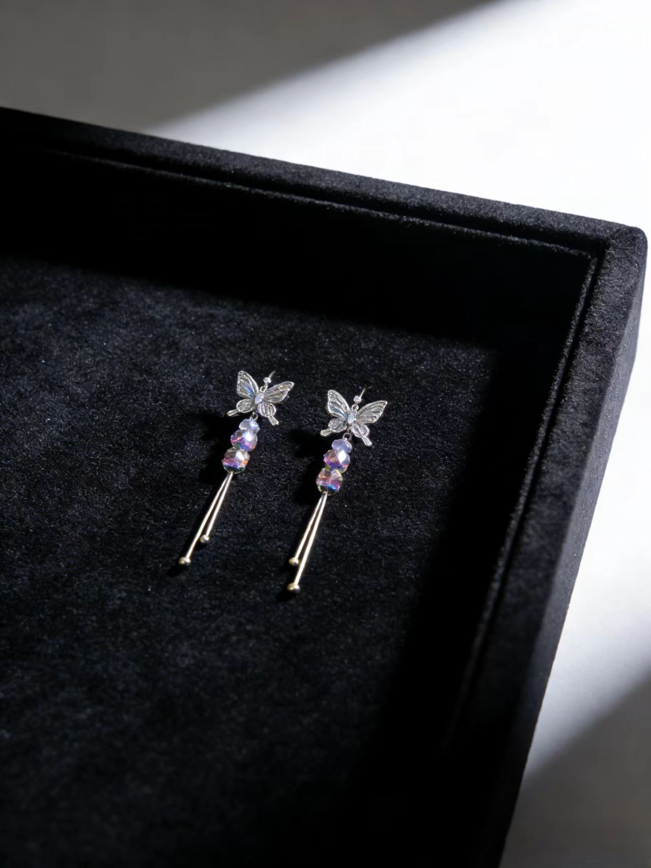 Shimmer Butterfly Drop Earrings