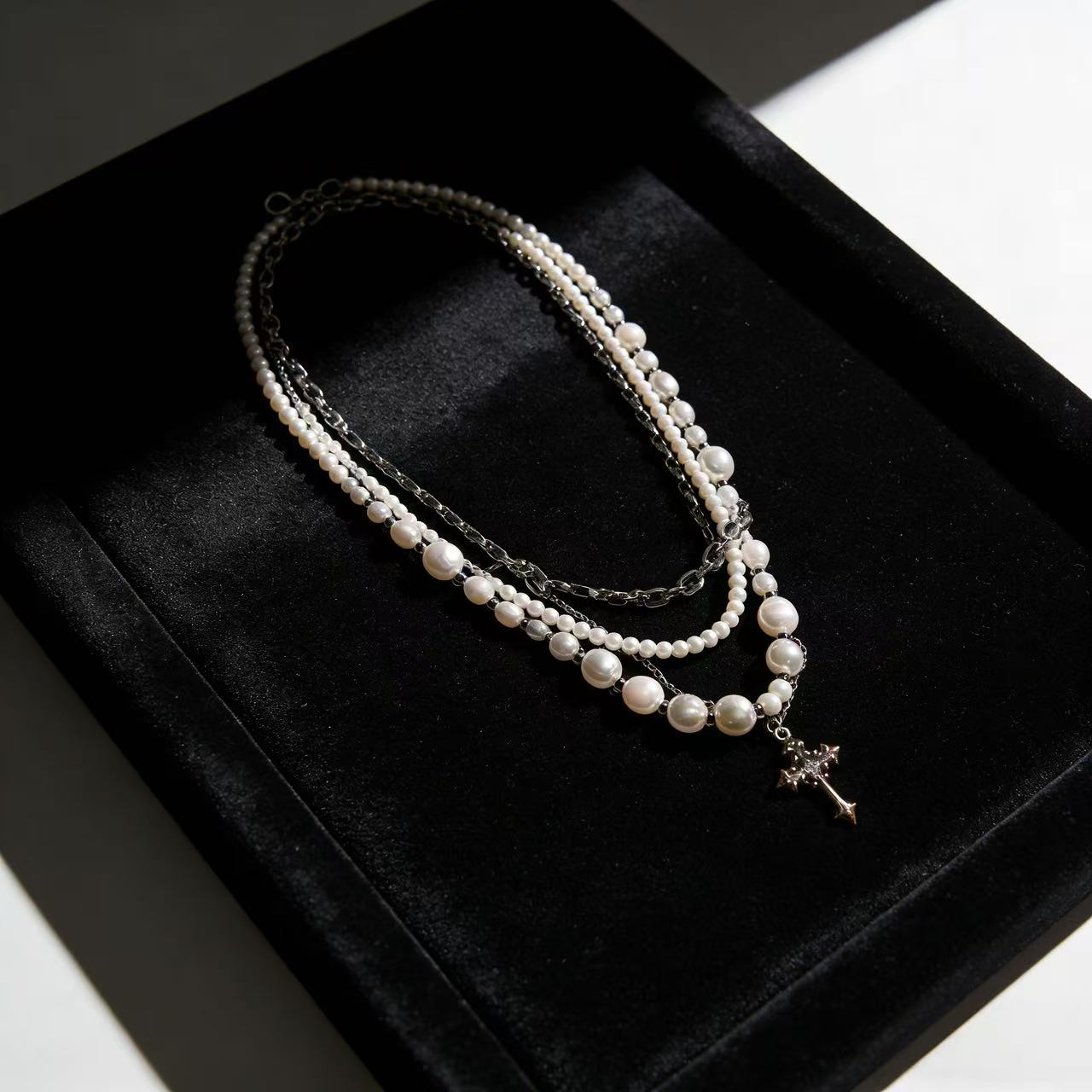 Pearl Cross Litany Choker