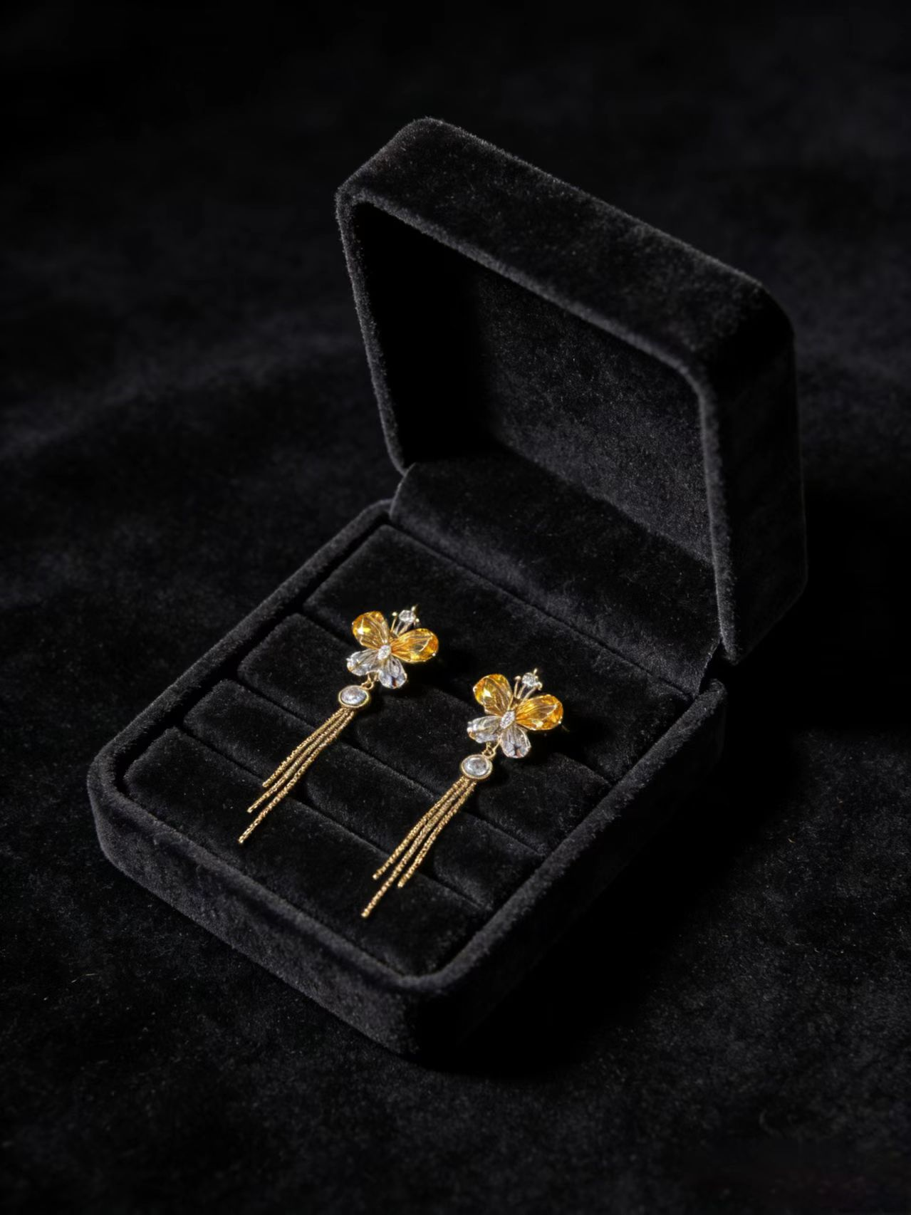 Golden Butterfly Flutter Drop Earrings