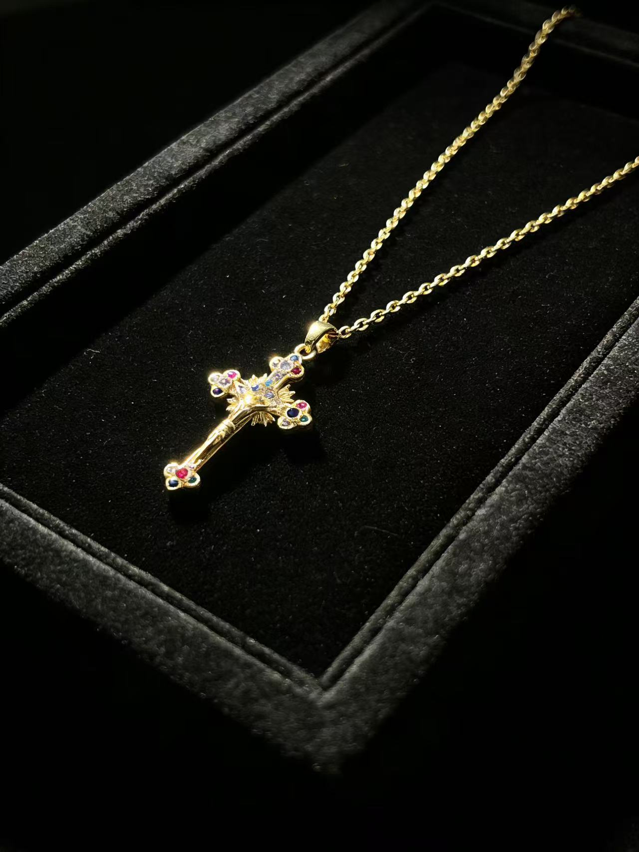 Golden Butterfly Cross Choker