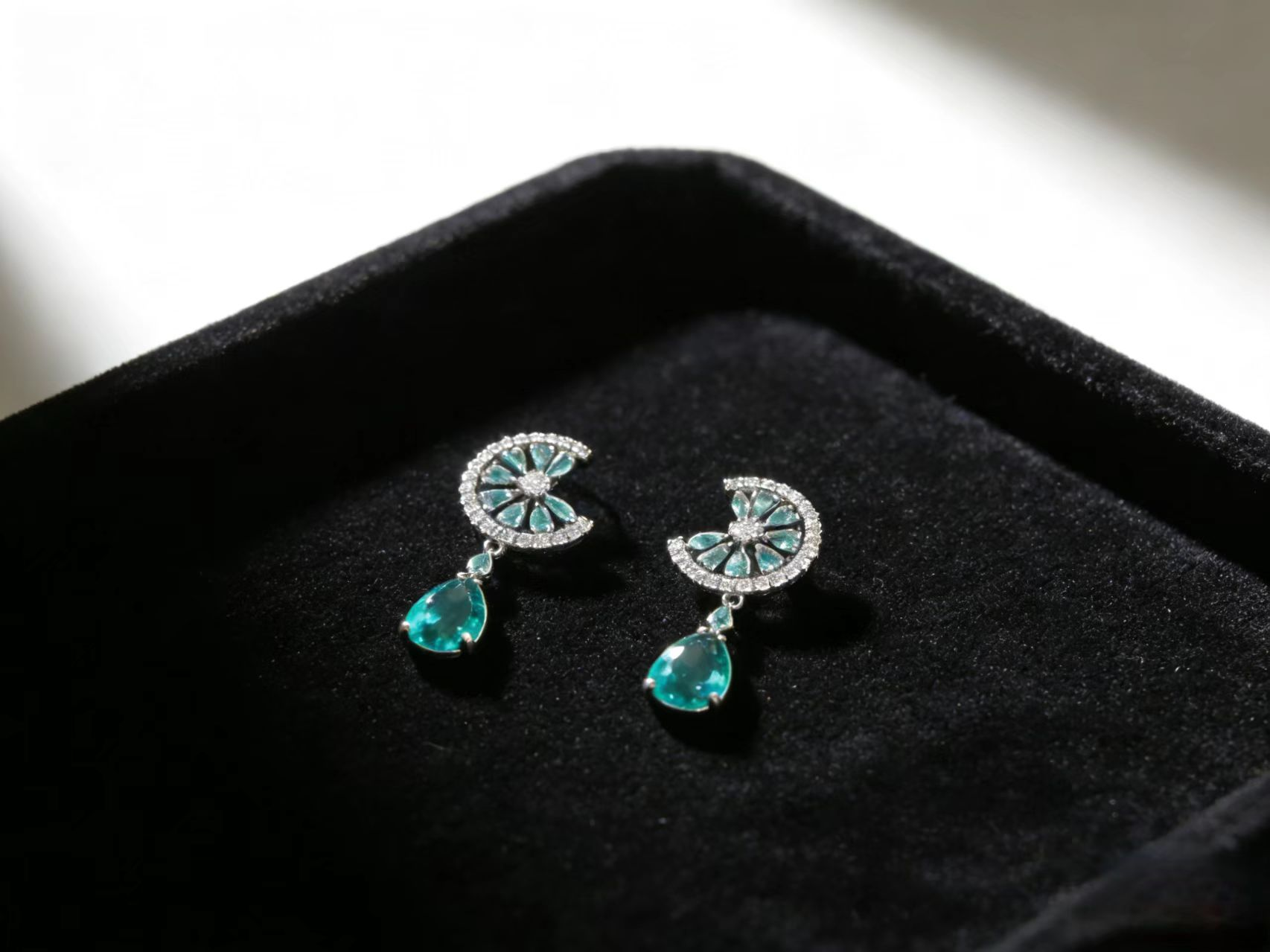 Peacock Green Drop Earrings