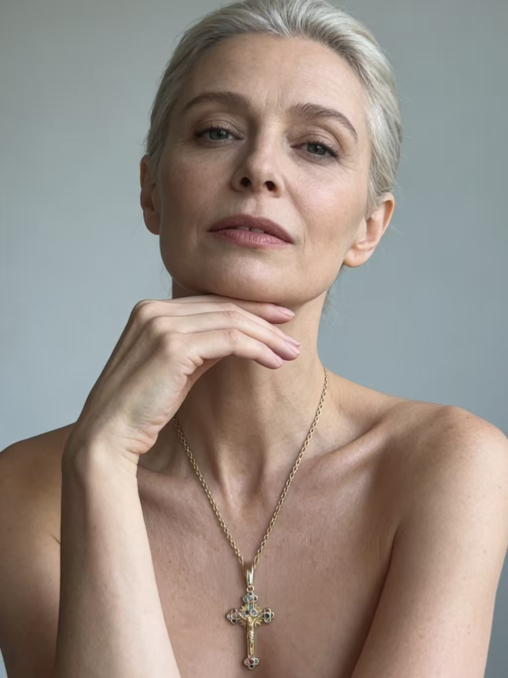 Golden Butterfly Cross Choker