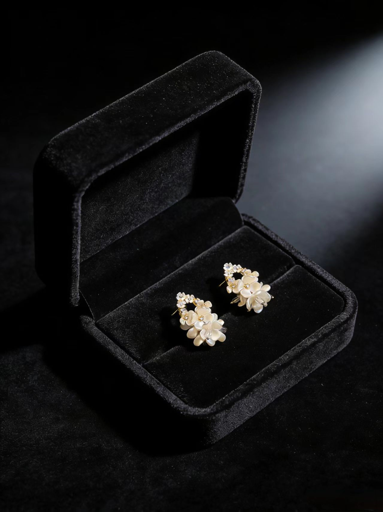 White Floral Cluster Studs
