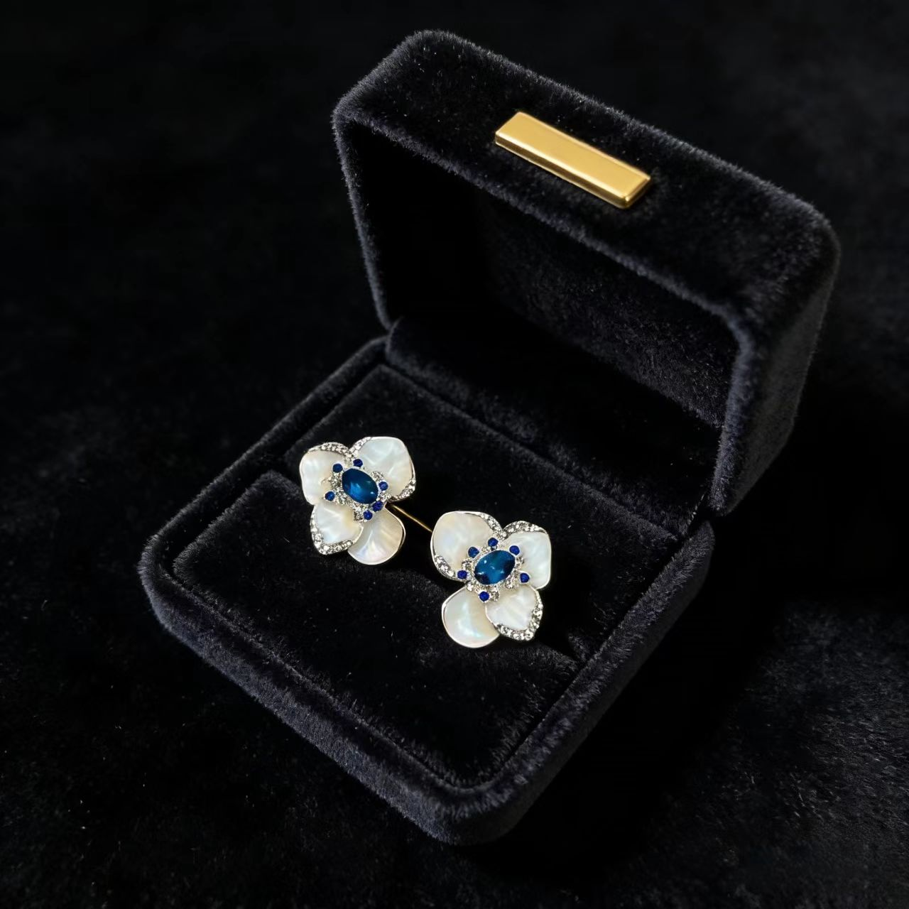 Blue Enamel Butterfly Studs