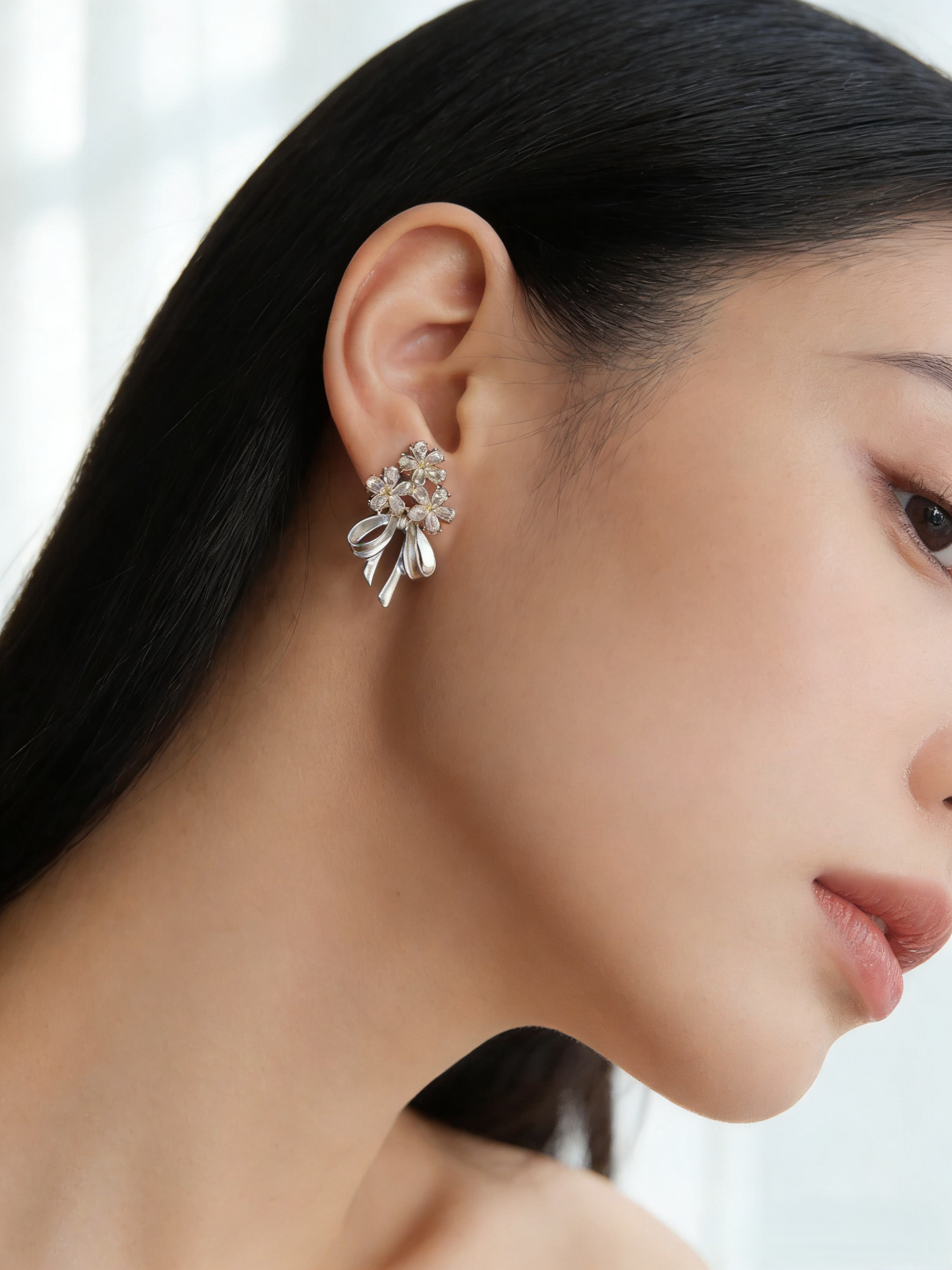 Golden Flower Bow Studs