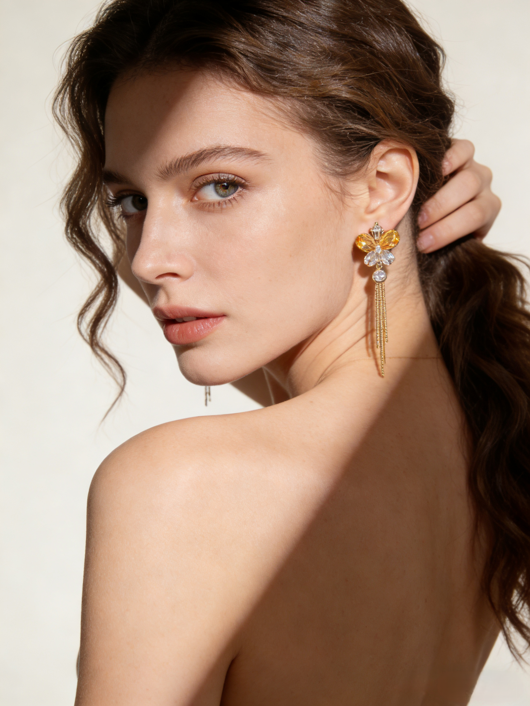 Golden Butterfly Flutter Drop Earrings