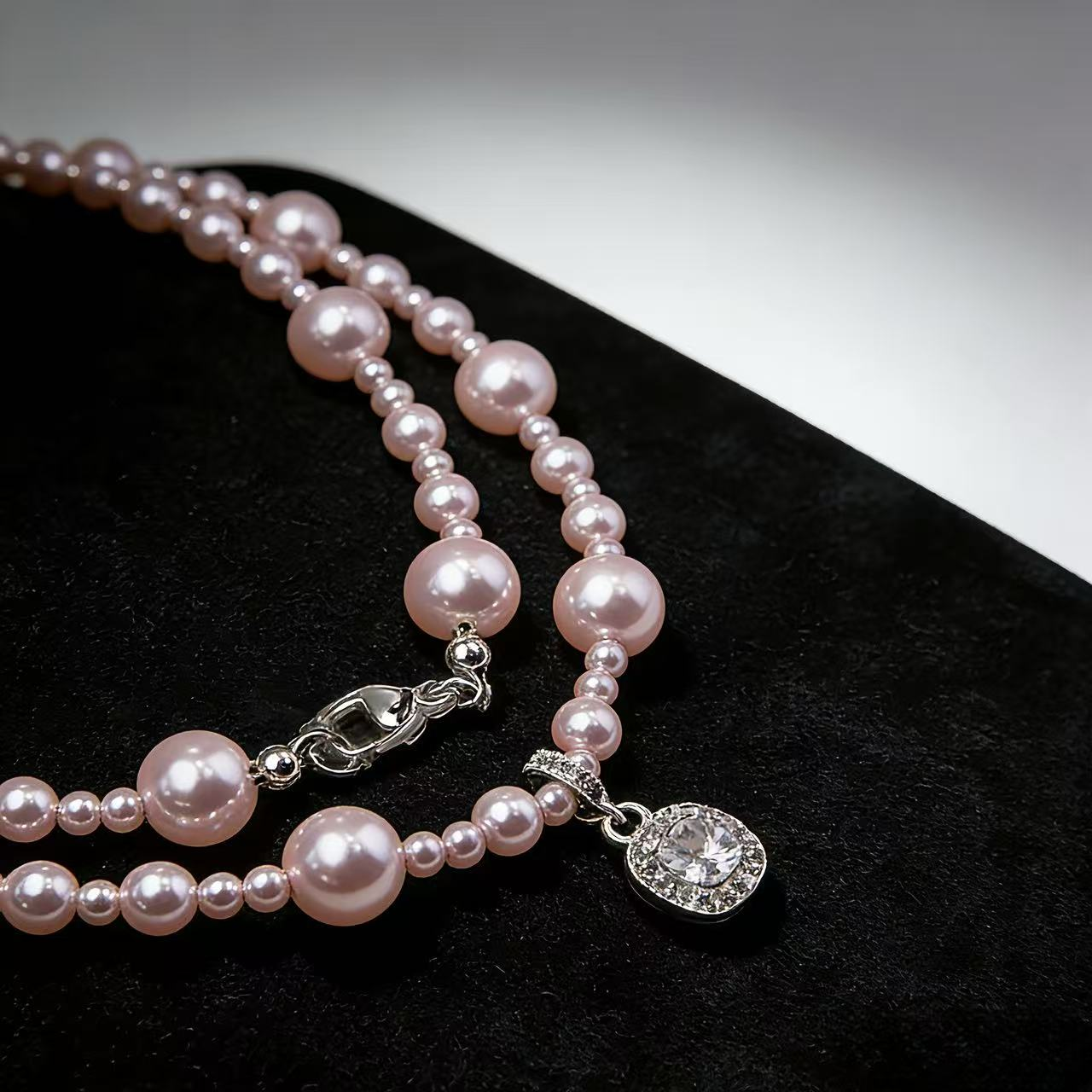 Pink Bead Diamond Clasp