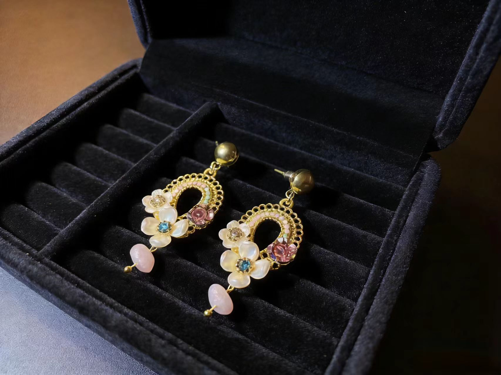 Enamel Wreath Drop Earrings