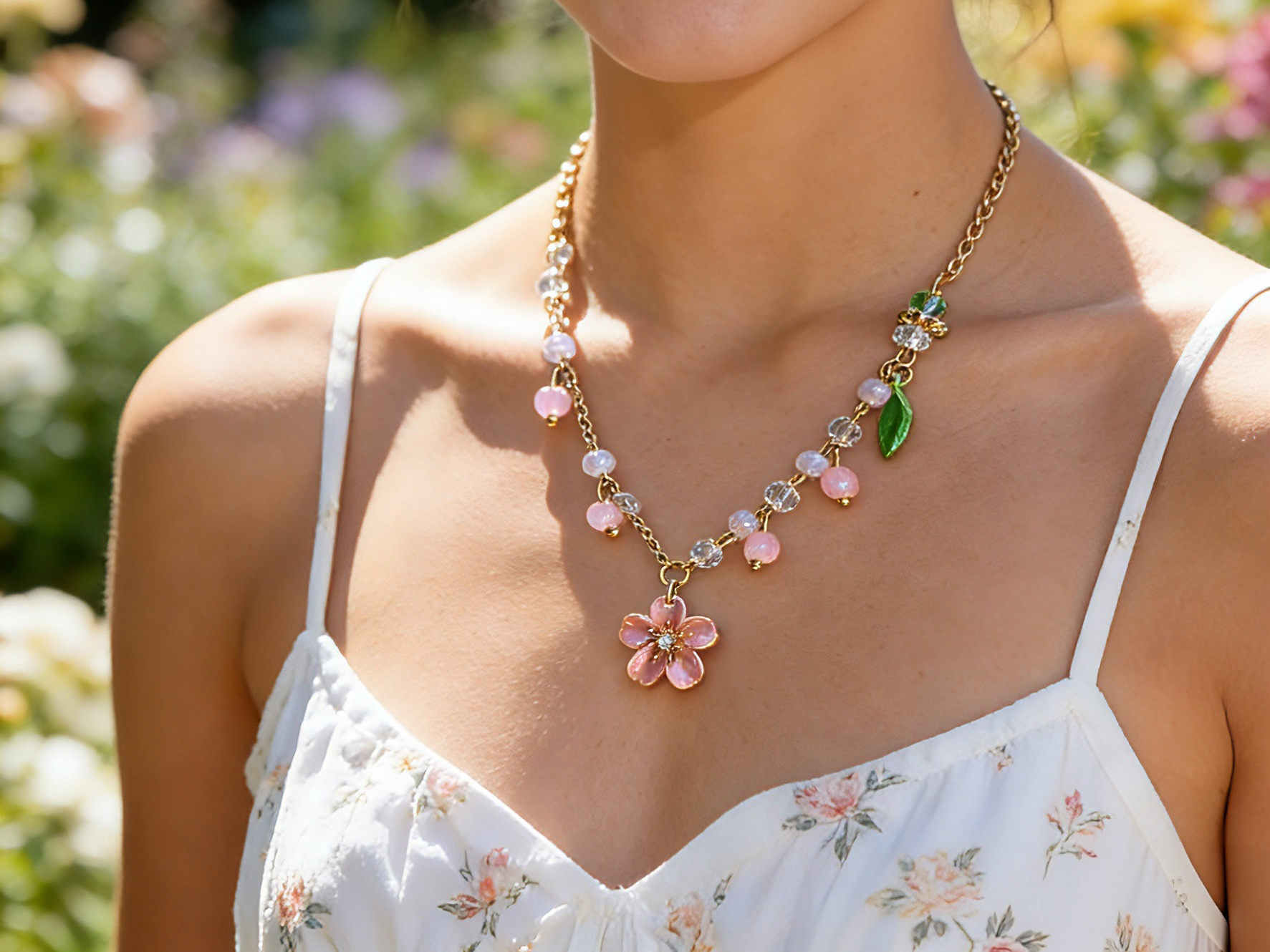 Gem Flower Message Choker