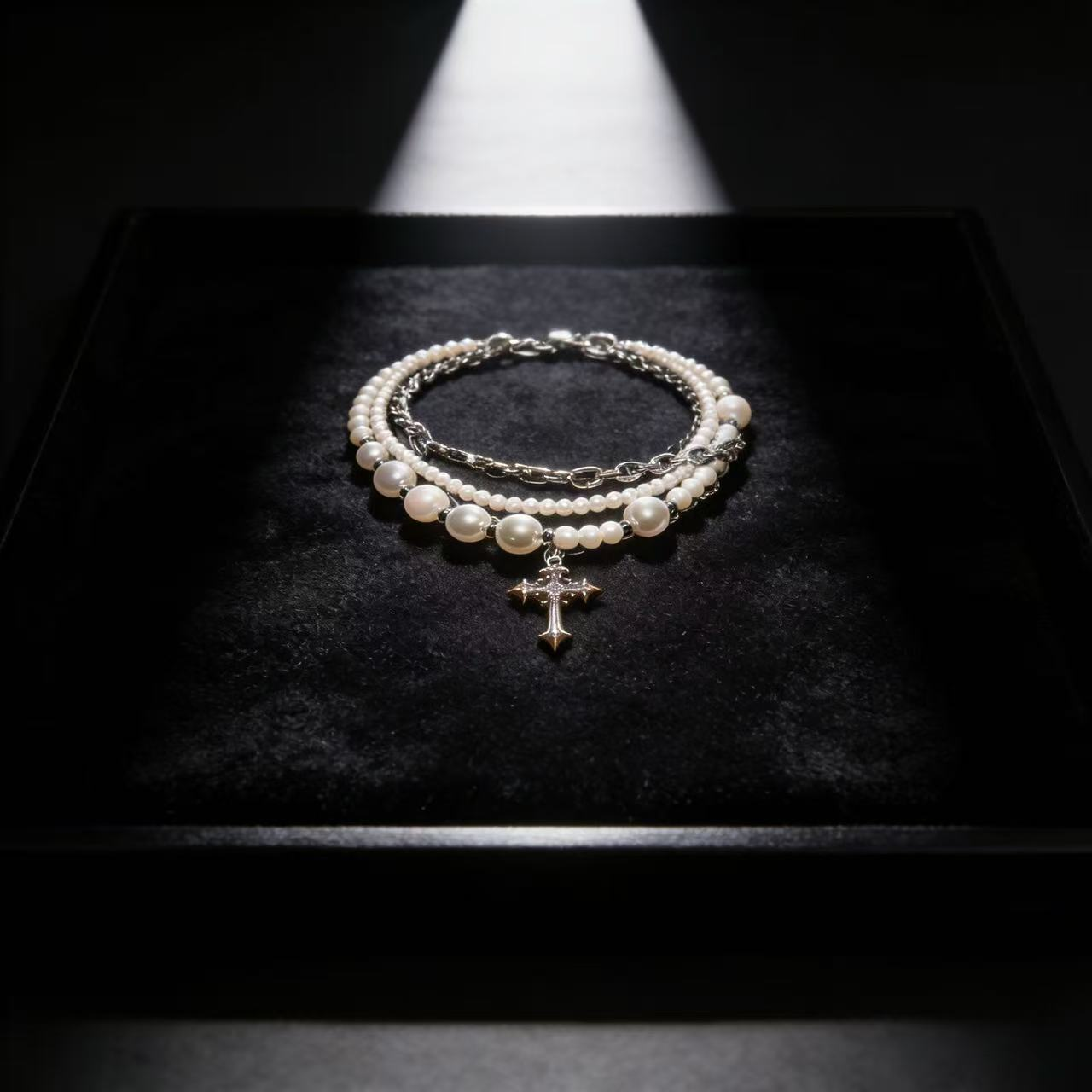 Pearl Cross Litany Choker