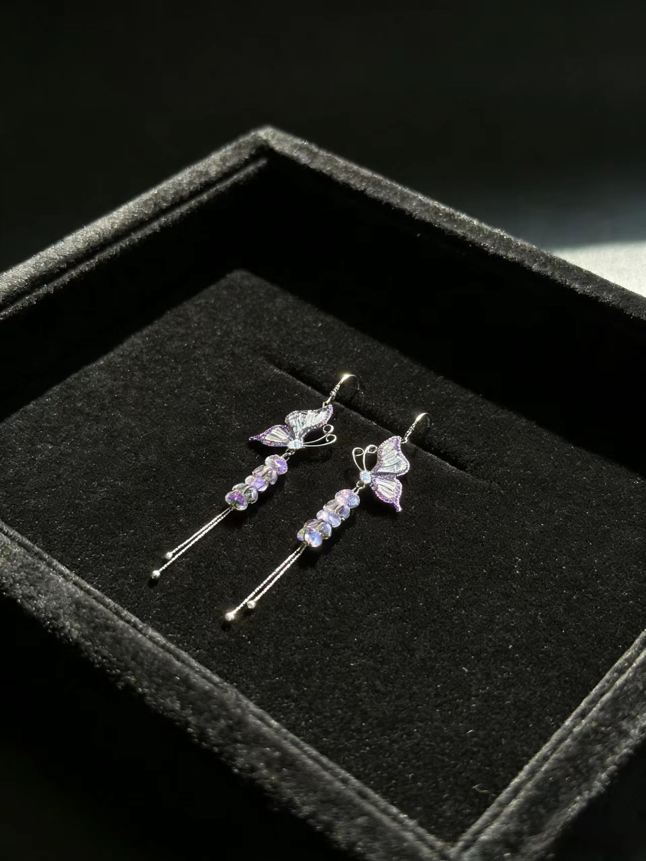 Purple Butterfly Reverie Drop Earrings