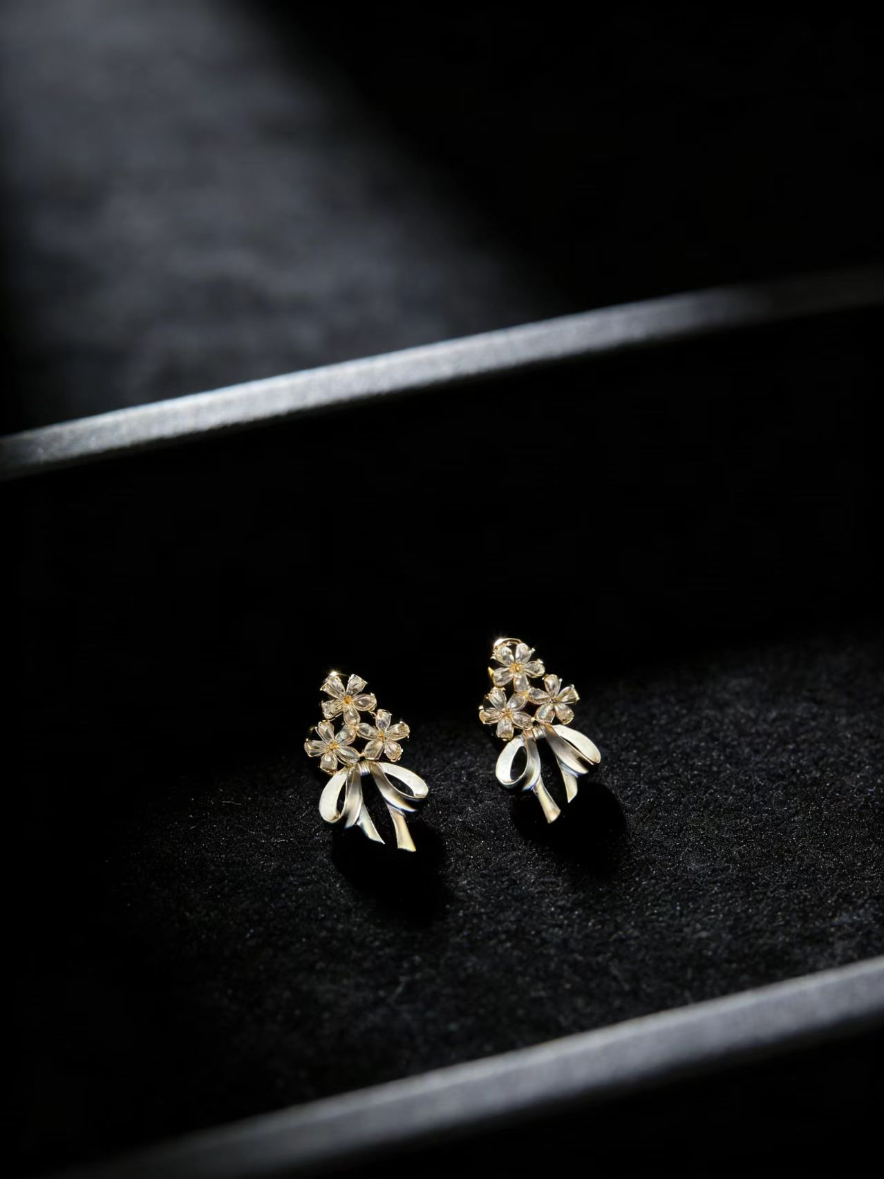 Golden Flower Bow Studs