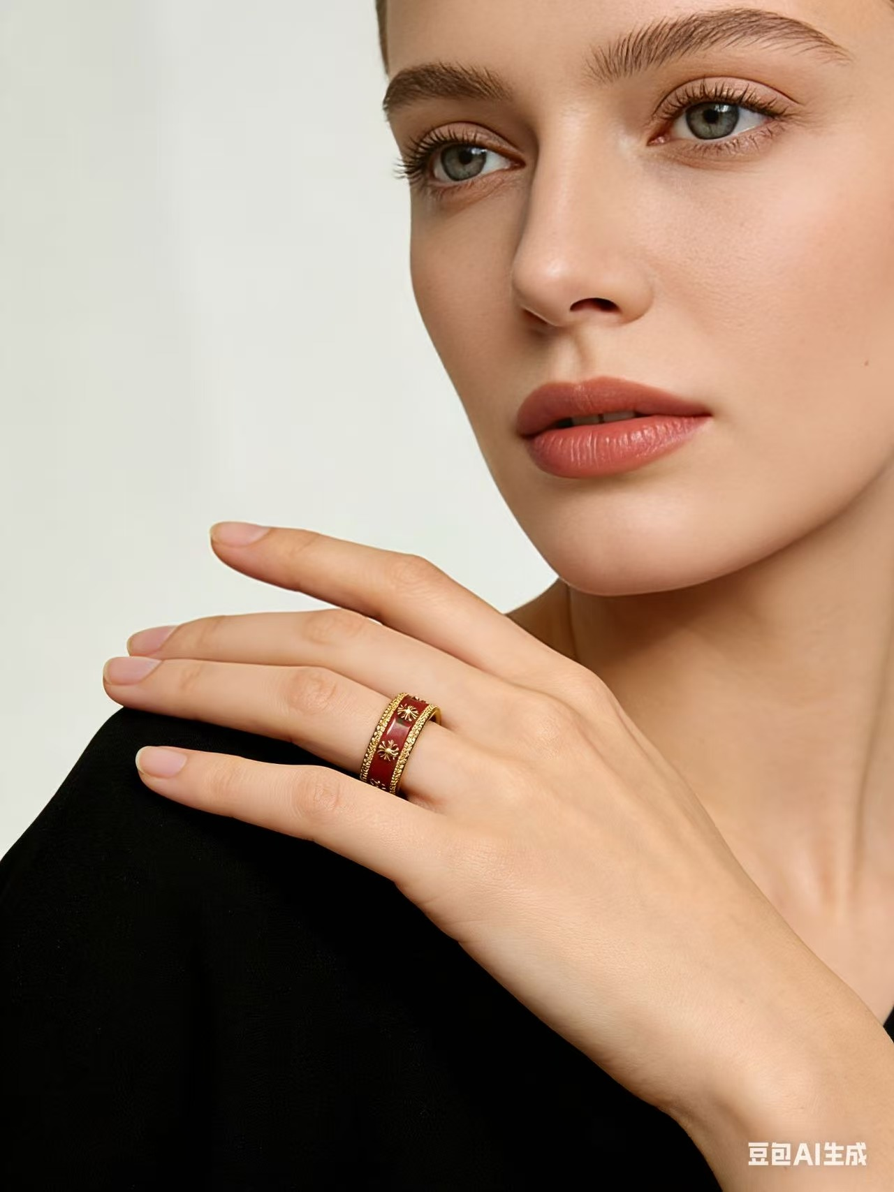 Crimson Pattern Gold Ring