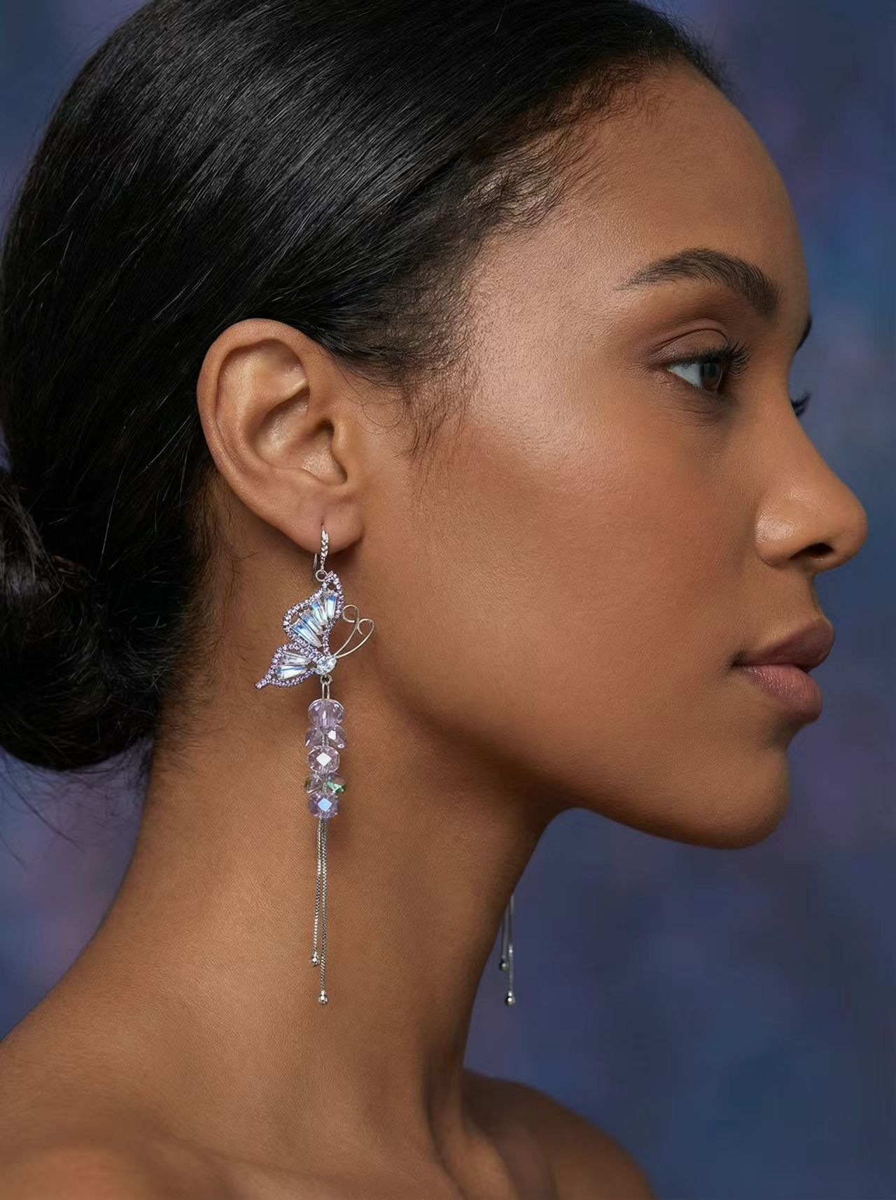 Shimmer Butterfly Drop Earrings