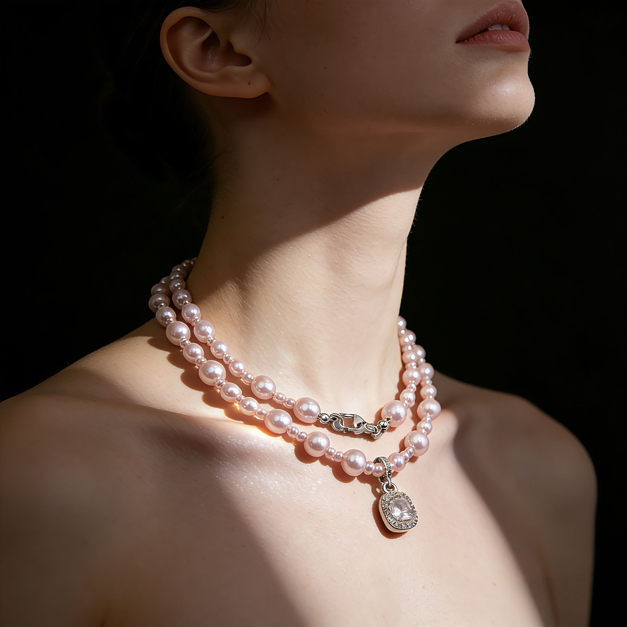 Pink Bead Diamond Clasp