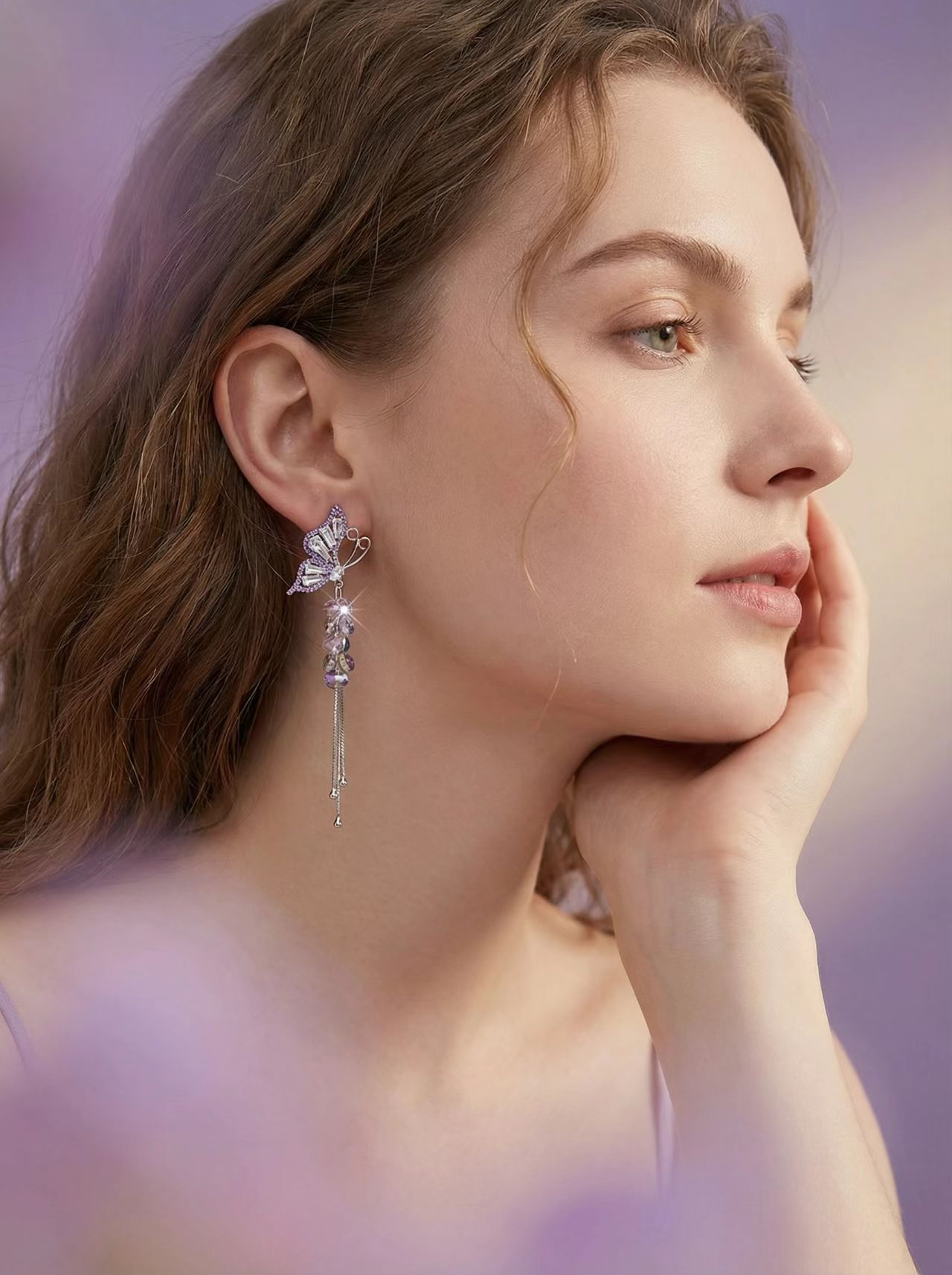 Purple Butterfly Reverie Drop Earrings