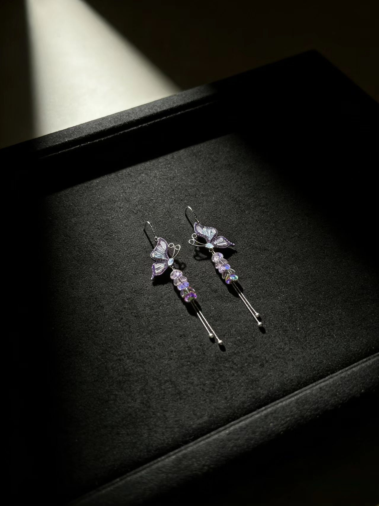 Purple Butterfly Reverie Drop Earrings