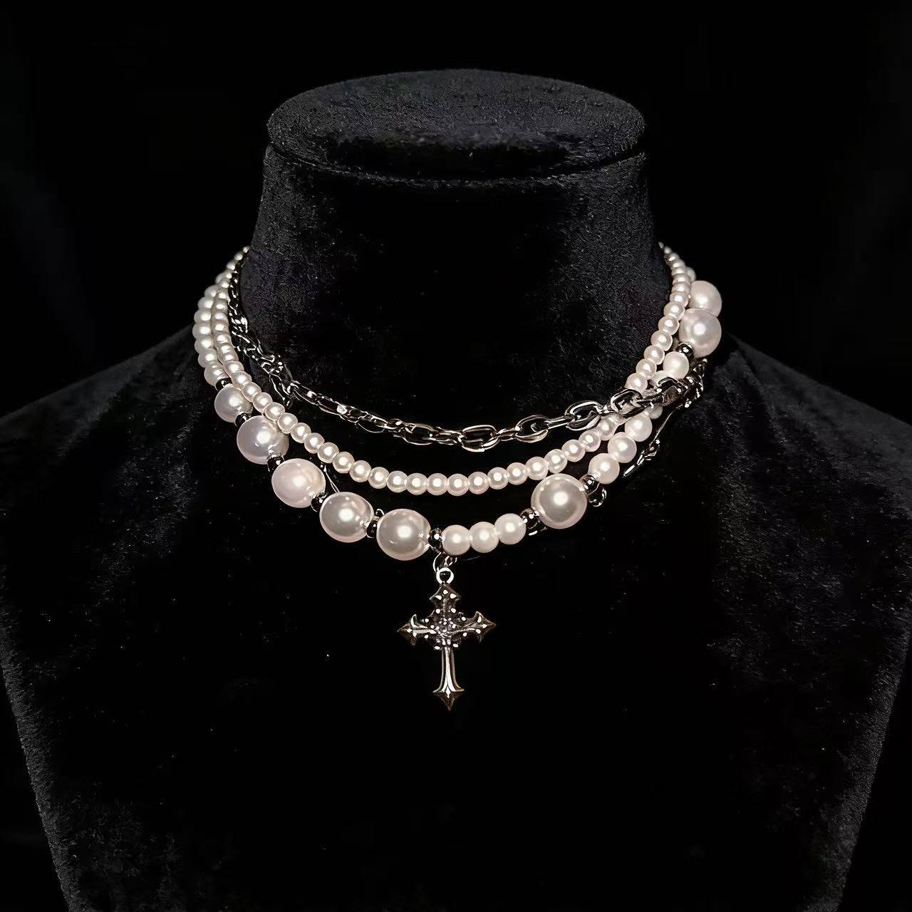 Pearl Cross Litany Choker