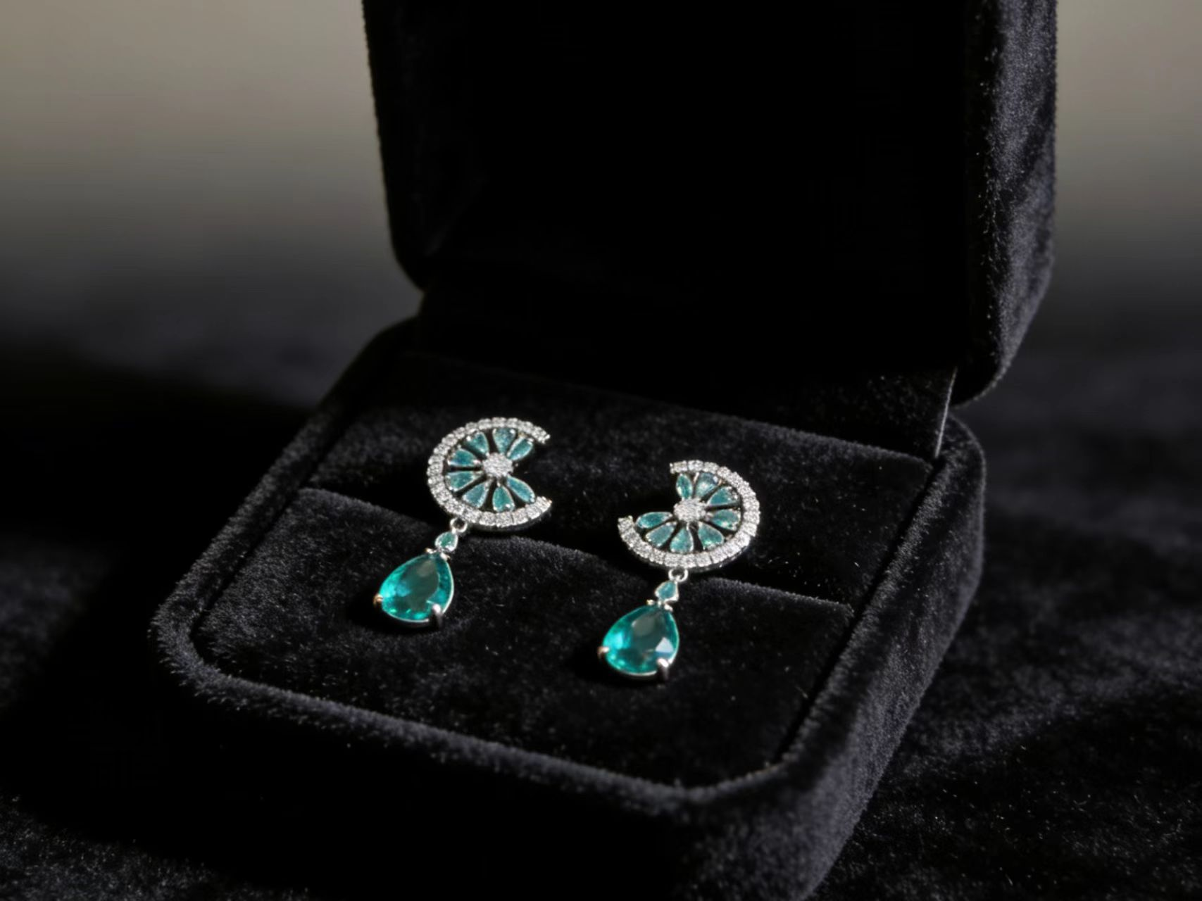 Peacock Green Drop Earrings