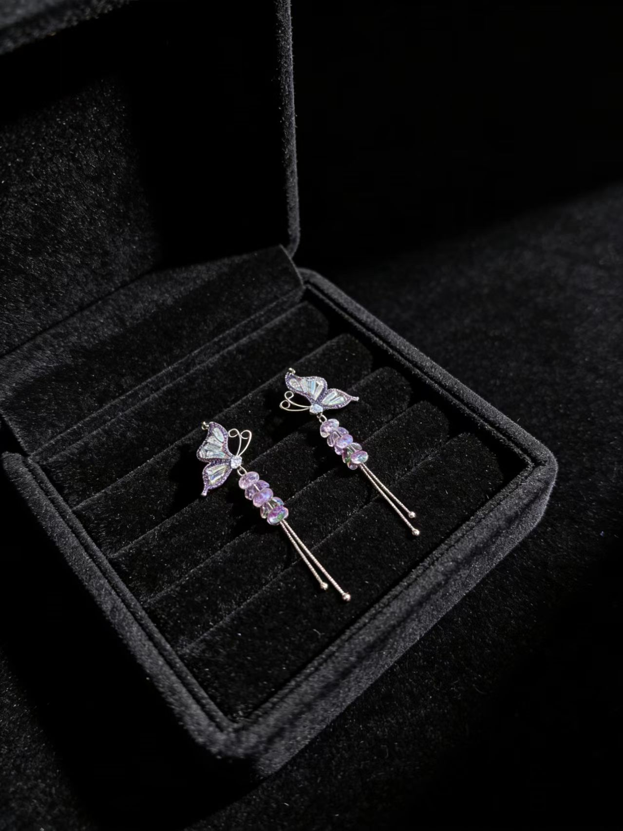 Purple Butterfly Reverie Drop Earrings