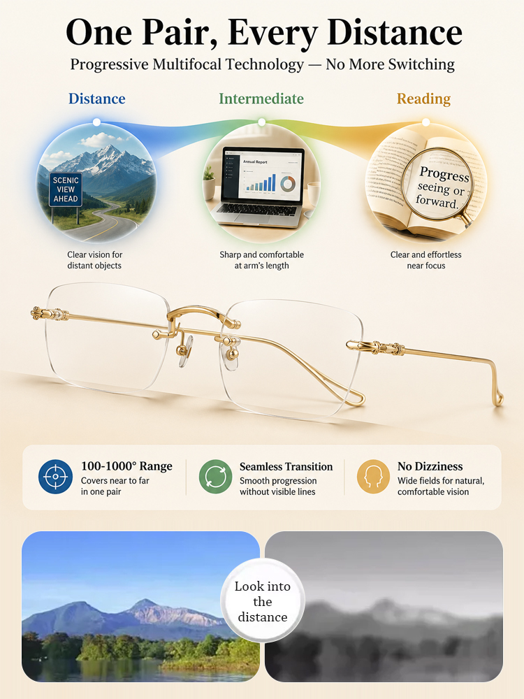 Smart Zoom Anti-Blue Light Anti-Fatigue HD Reading Glasses